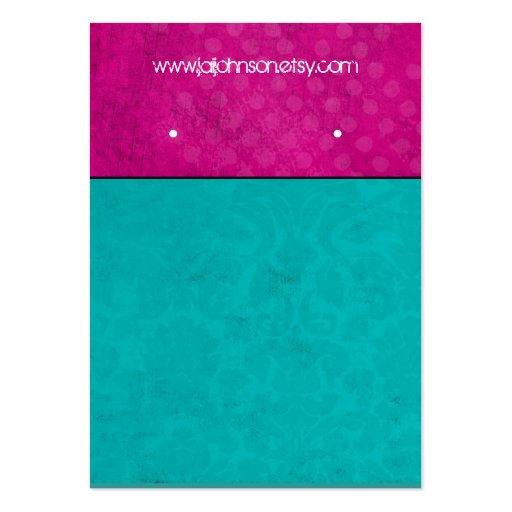 Pink & Turquoise Background Earring Cards Business Card Templates