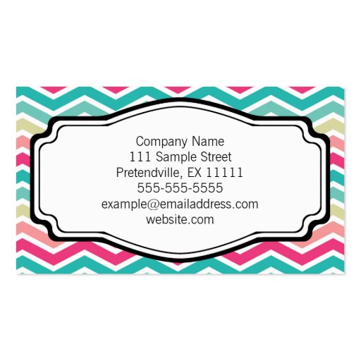 Pink Turquoise Chevron Personal Business Card (back side)