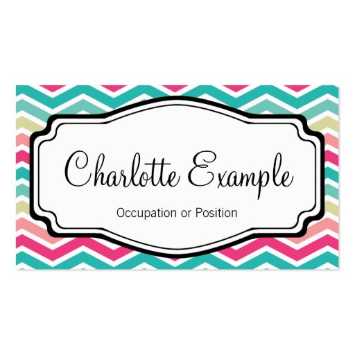 Pink Turquoise Chevron Personal Business Card (front side)