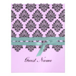Pink & turquoise Damask Seating Card Custom Invitations