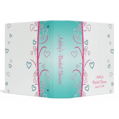 Pink Turquoise Hearts and Scrolls Binder