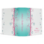 Pink Turquoise Hearts and Scrolls Binder