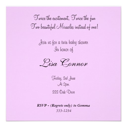 Pink & turquoise linen Twin baby shower invite
