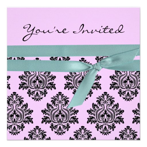 Pink & turquoise linen Twin baby shower invite