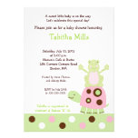 Pink Turtle and Pond Fr og Baby Shower Invitation invitations