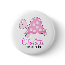 PINK TURTLE BABY SHOWER NAME TAG BUTTON