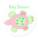 Pink Turtle Baby Shower stickers