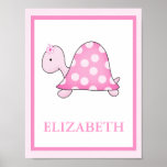 PINK TURTLE CUSTOM NAME PRINT posters