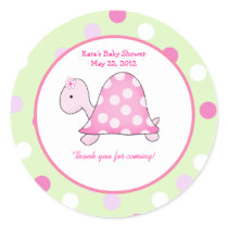 Pink Turtle Green/Pink Dot Custom Favor Sticker