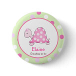 Pink Turtle NAME TAG Custom Button
