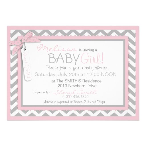 Pink Tutu and Chevron Print Baby Shower A7-PKGY Invitation