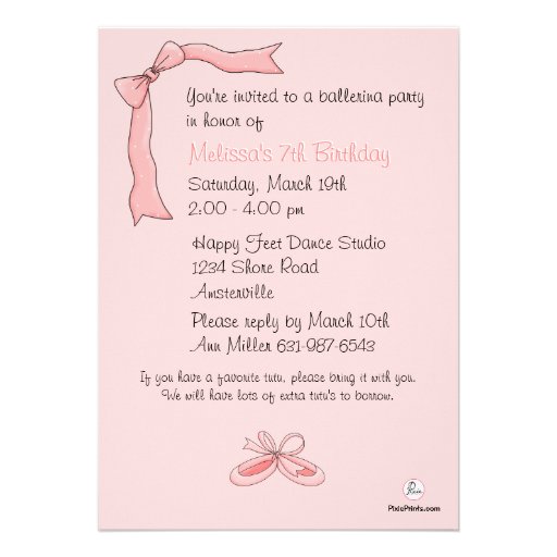 Pink Tutu Birthday Party Invitation