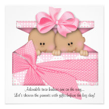 Pink TWIN Baby Shower Invitation African American