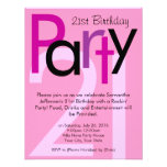 Pink Typeface 21st Birthday Party Invitation invitations