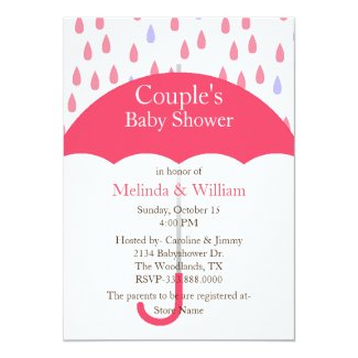 Pink Umbrella Baby Shower Invitation