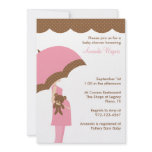 Pink Umbrella Baby Shower Invitations