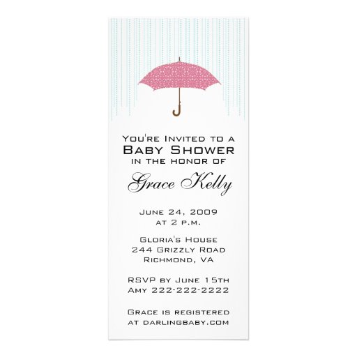 Pink Umbrella Baby Shower Invite