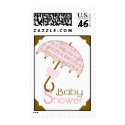 Pink Umbrella Baby Shower Postage stamp