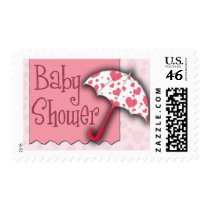 PInk Umbrella Baby Shower Stamp