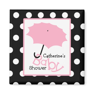 Pink Umbrella Baby Shower - White Polka Dots magnet