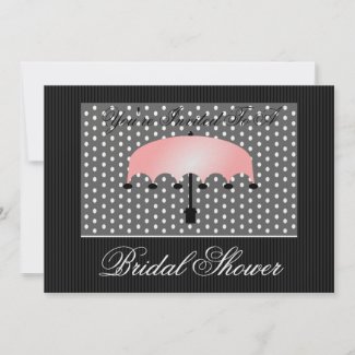 Pink Umbrella Bridal or Baby Shower Invitation invitation