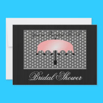 Pink Umbrella Bridal or Baby Shower Invitation invitations