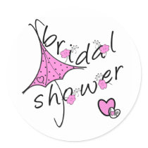 Pink Umbrella Bridal Shower stickers