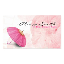Pink Umbrella Business Card Template