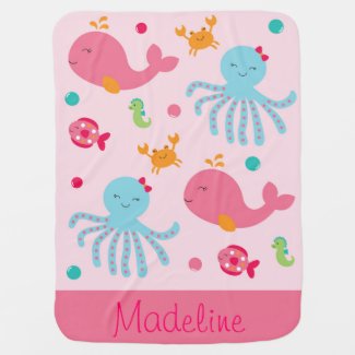 Pink Under the Sea Baby Blanket