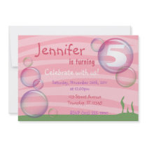 Pink Undersea Bubbles Child Birthday Invitations