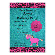 Pink unicorn birthday invitation