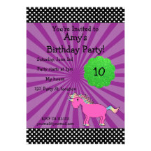 Pink unicorn birthday invitation