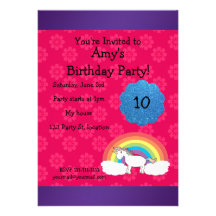 Pink unicorn birthday invitation