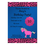 Pink unicorn birthday invitation