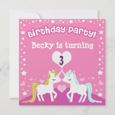 Pink Unicorn Customisable Birthday Invitation