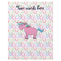 Pink unicorn on horseshoes full color flyer