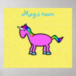 Pink unicorn poster on yellow stars