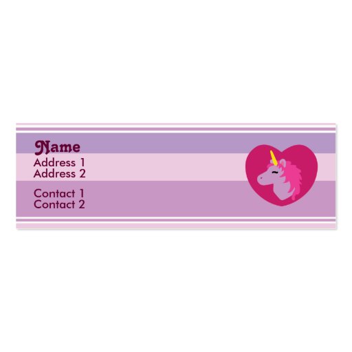 Pink Unicorn Profile Cards Business Cards