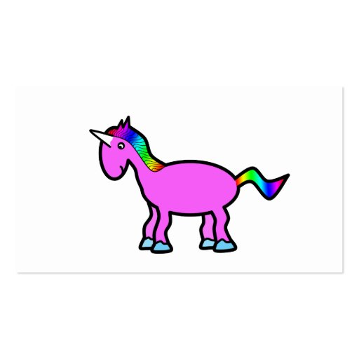Pink unicorn with rainbow mane business card (back side)