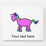 Pink unicorn with rainbow mane mouse pad