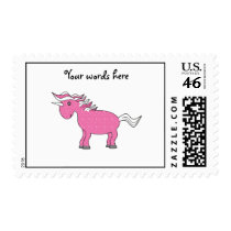 Pink unicorn with white stars stamps