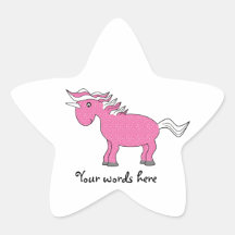Pink unicorn with white stars star sticker
