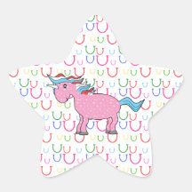 Pink unicorn with white stars star sticker