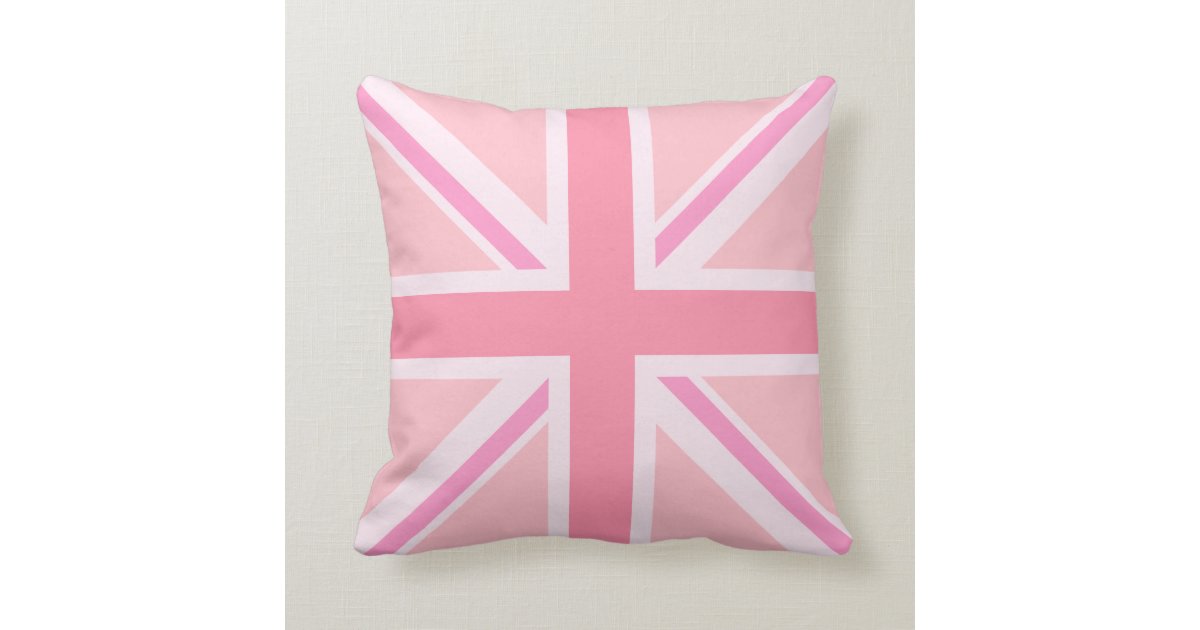 Pink Union Jack/Flag Square Design Throw Pillow Zazzle