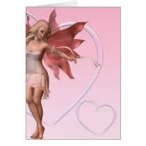 Pink Valentine Fairy and frosted pink hearts - 1 cards