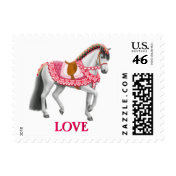 Pink Valentine Love Horse Postage