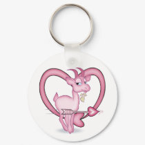 Pink Valentine's Day Cartoon Goat Gift keychains by getyergoat Pink Valentine's Day Cartoon Goat Gift keychains