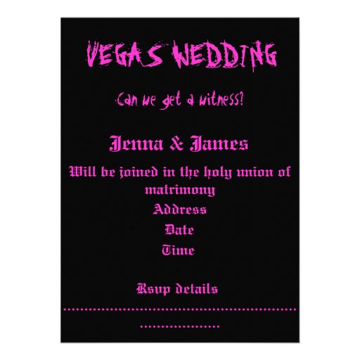 Pink vegas wedding invites