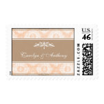 Pink Victoria Damask Wedding Postage