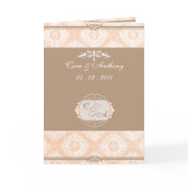 Pink Victoria Damask wedding thank you card
